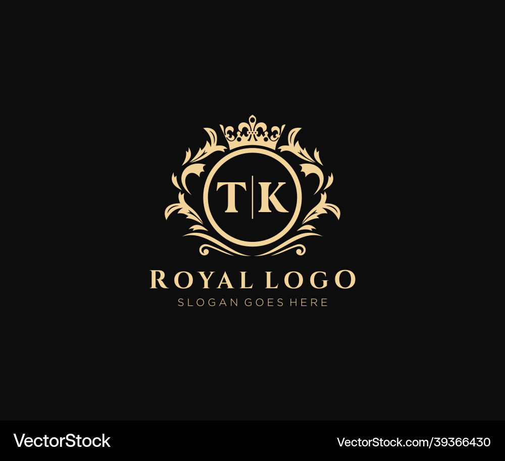 TK Letter Royal Logo Template Vector Image