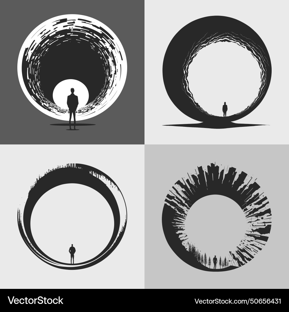 Abstract large circular element or framing black Vector Image