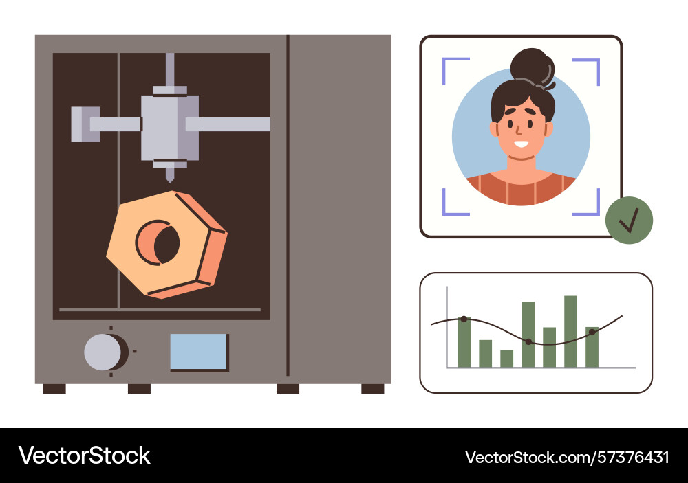 Advanced 3d printing with biometric recognition Advanced 3d printing with biometric recognition vector image