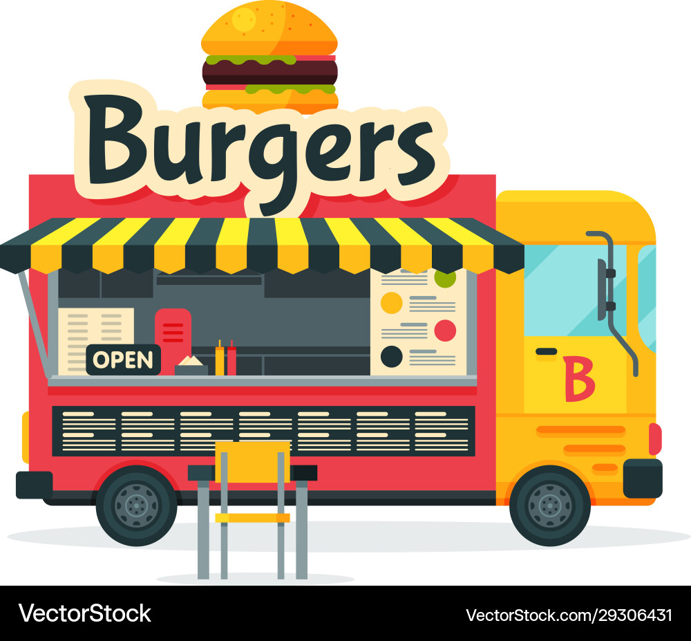 Burgers food truck street meal vehicle fast Burgers food truck street meal vehicle fast vector image