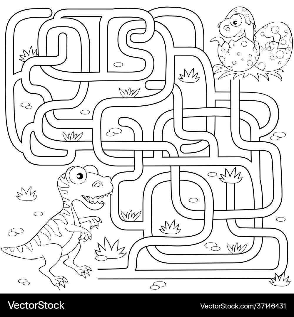 Help dinosaur find path to nest Help dinosaur find path to nest vector image