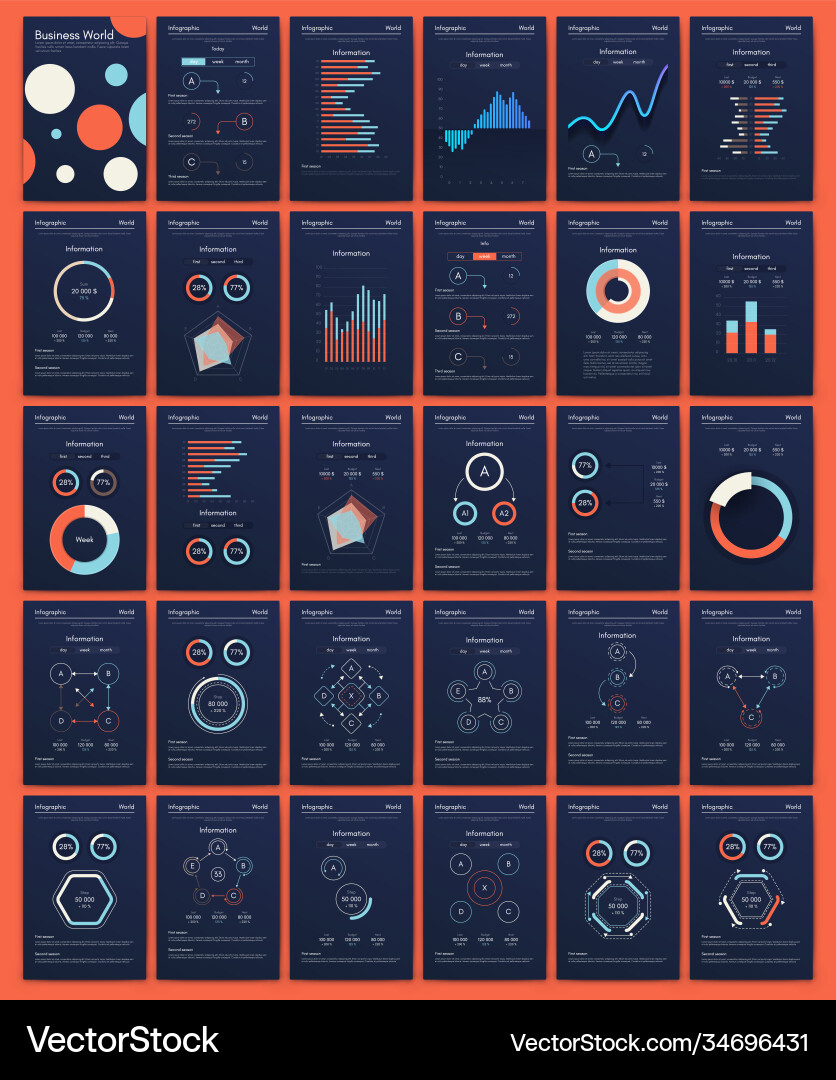 Modern Business Chart & Data Elements Vector Image