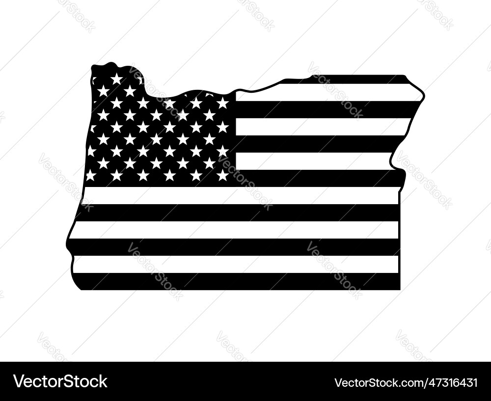 Oregon state map shape with usa flag Vector Image