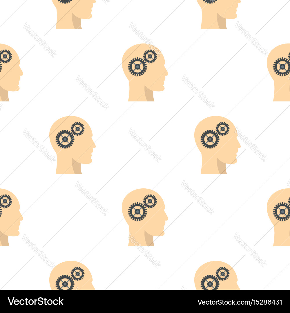 Profile of the head with gears inside pattern vector image