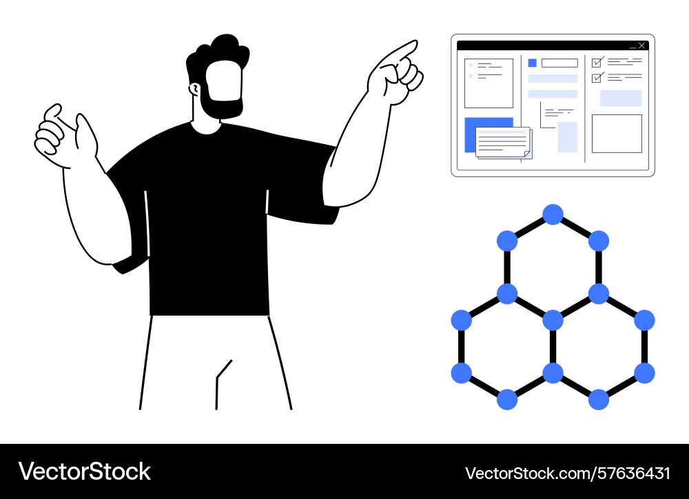 Scientist analyzing molecular structure Vector Image