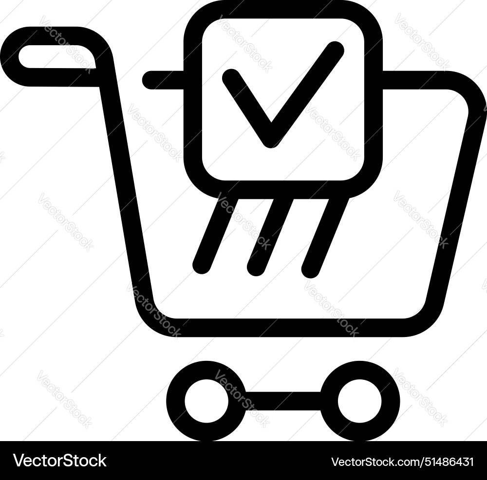 Shopping cart icon with check mark Shopping cart icon with check mark vector image