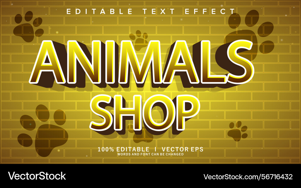 Animal shop text effect with modern style design Vector Image