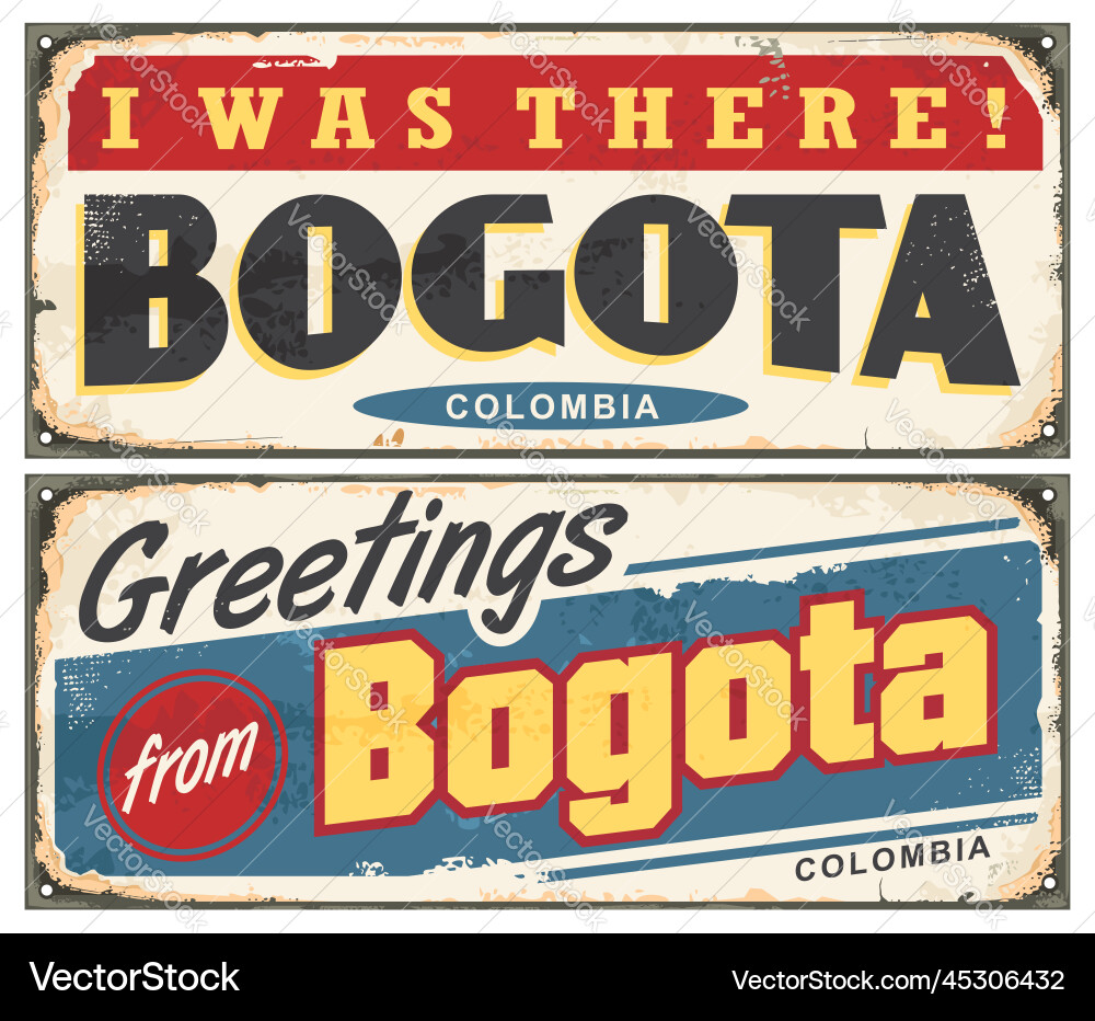 Bogota colombia vintage metal sign Bogota colombia vintage metal sign vector image