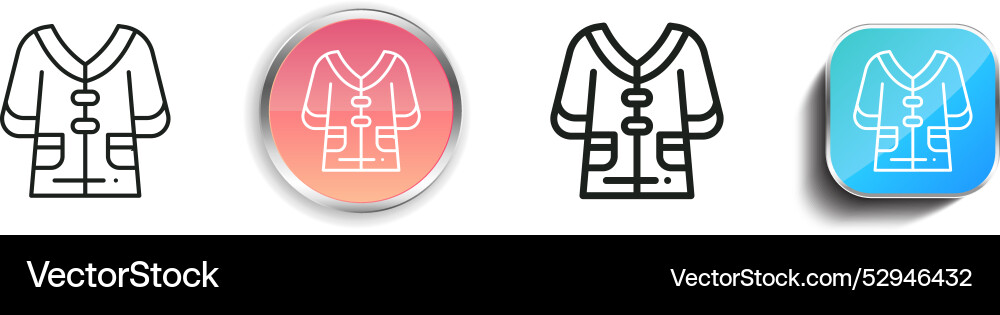 Coat icon thin linear regular and button style vector image