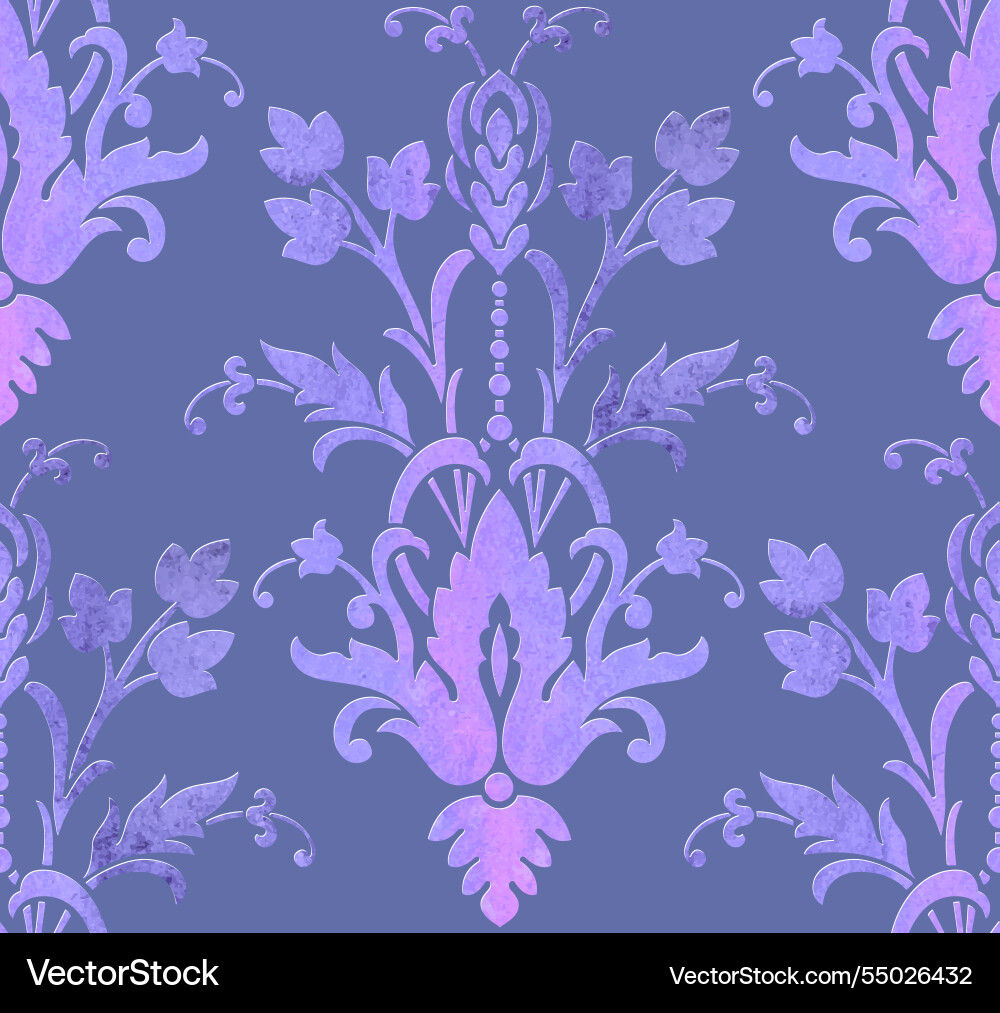 Damask blue seamless pattern element vector image