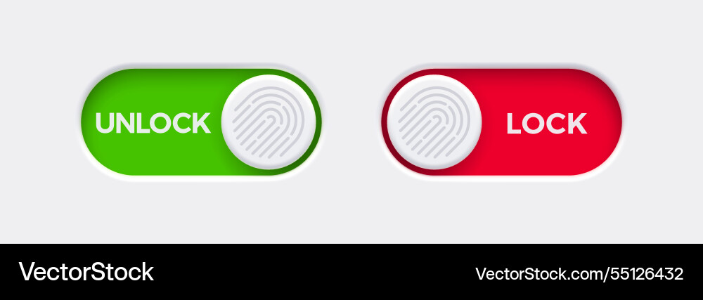 Schließen und Entsperren Toggle Buttons mit Fingerprint vektorbild