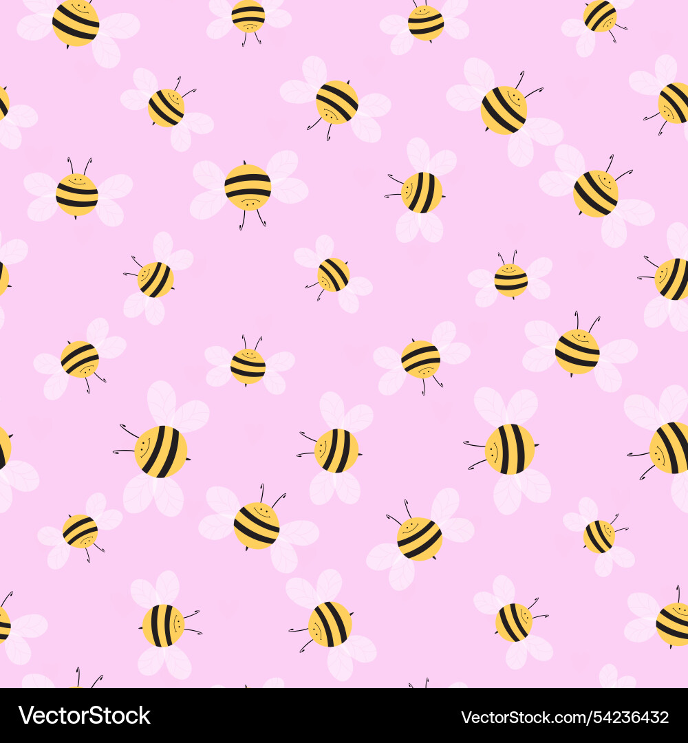 Seamless pattern with bees on color background Seamless pattern with bees on color background Vector Image