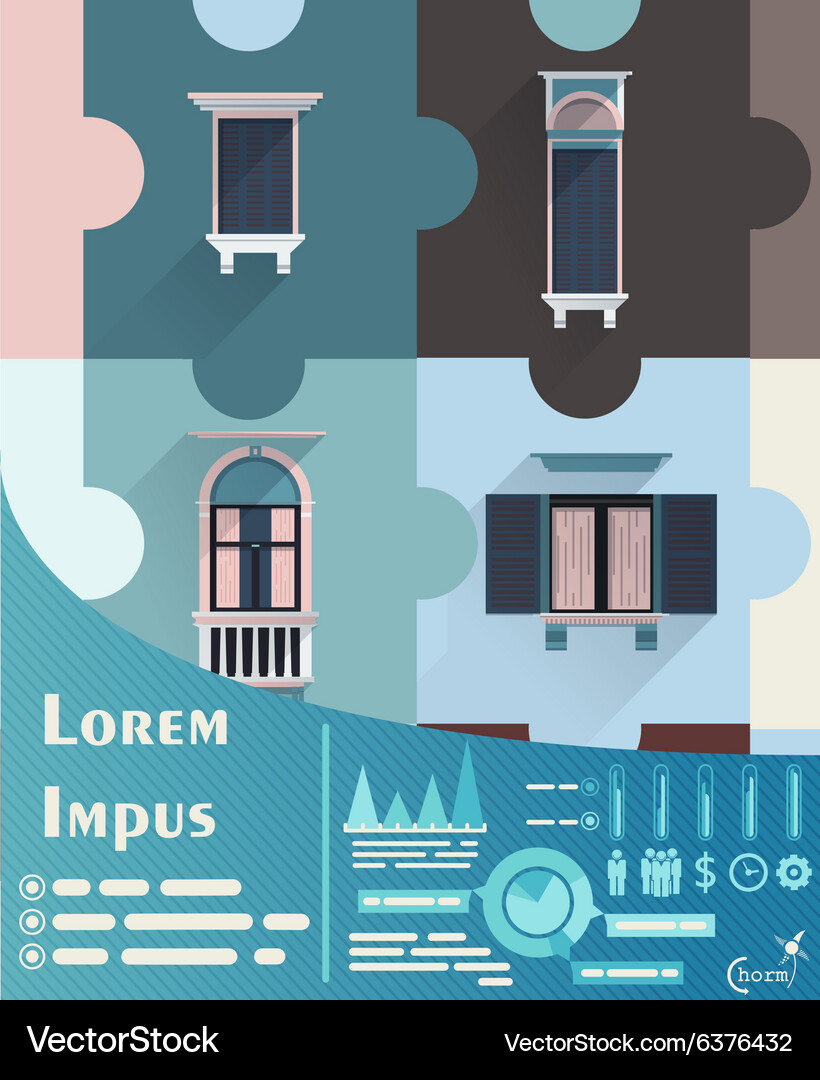 Template with windows Vector Image