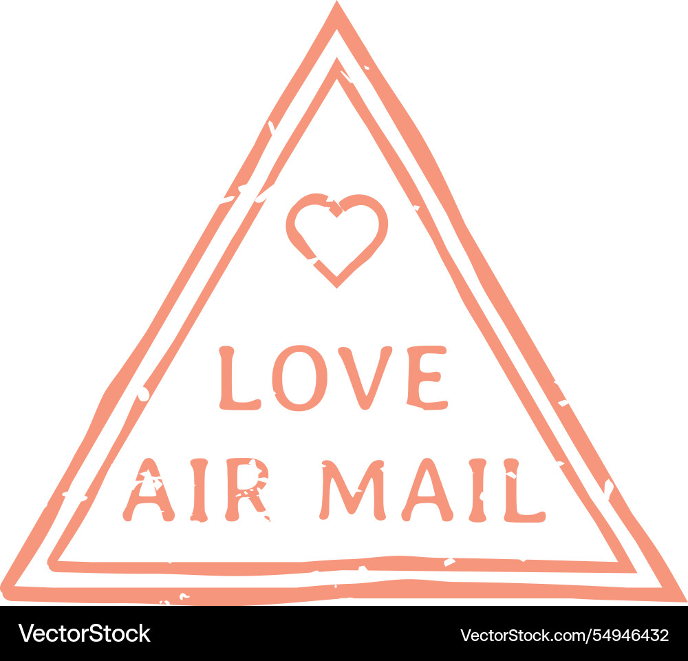 Triangular vintage love air mail stamp with heart Triangular vintage love air mail stamp with heart vector image