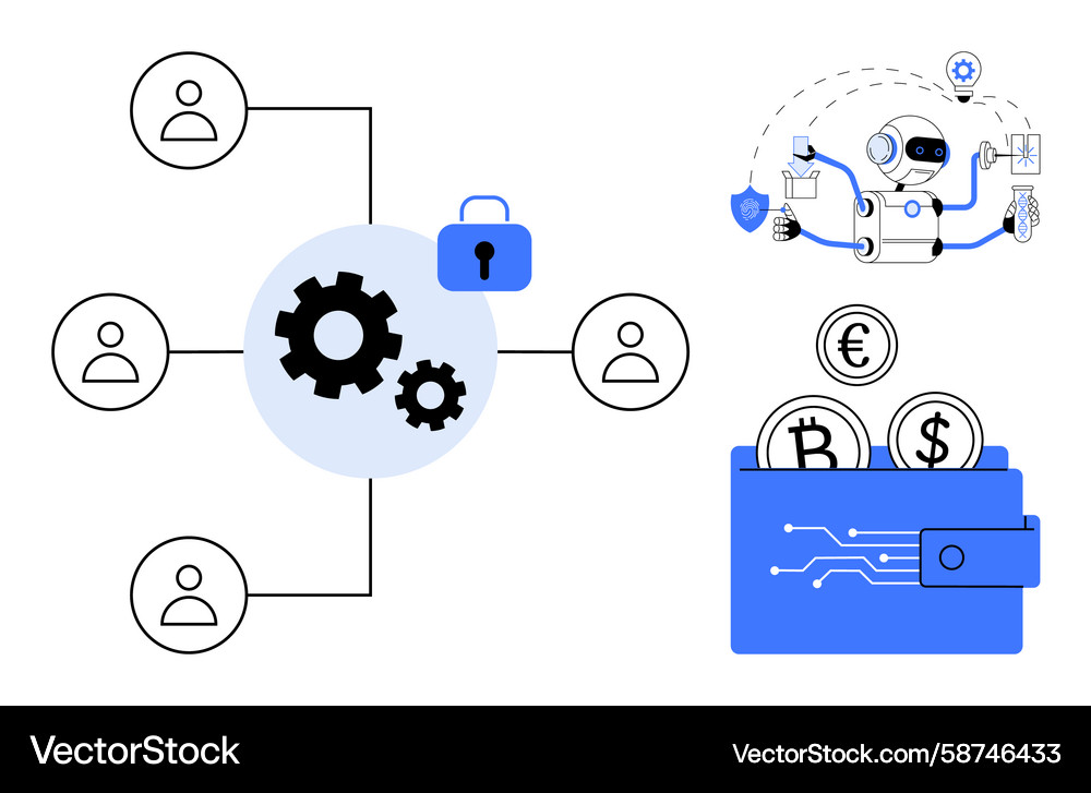 Blockchain AI Security Automation Vector Image