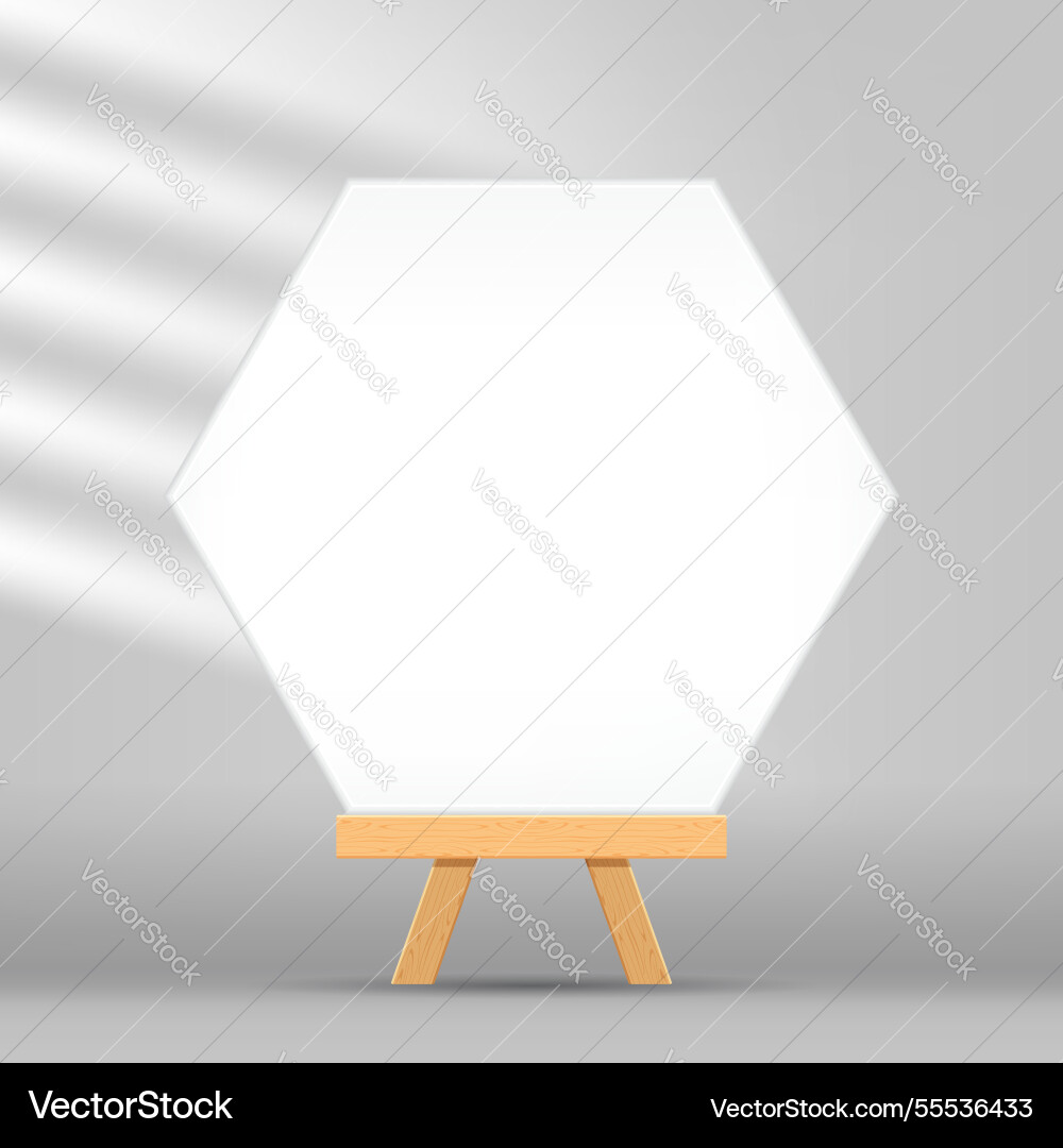 Canvas frame artistic hexagon with easel for art Vector Image
