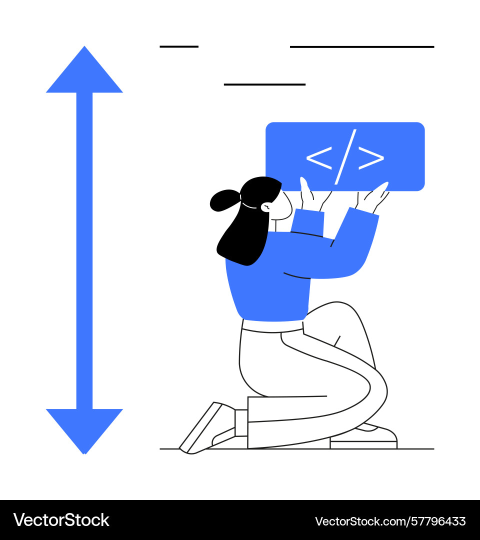 Developer adjusting code with responsive design vector image
