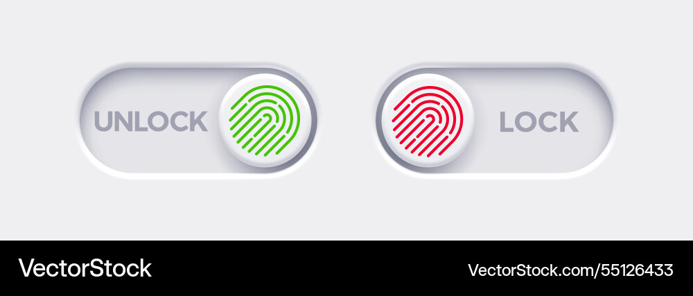 Lock and unlock toggle switch buttons Lock and unlock toggle switch buttons vector image