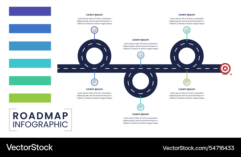Navigation map infographic with icons six steps Vector Image