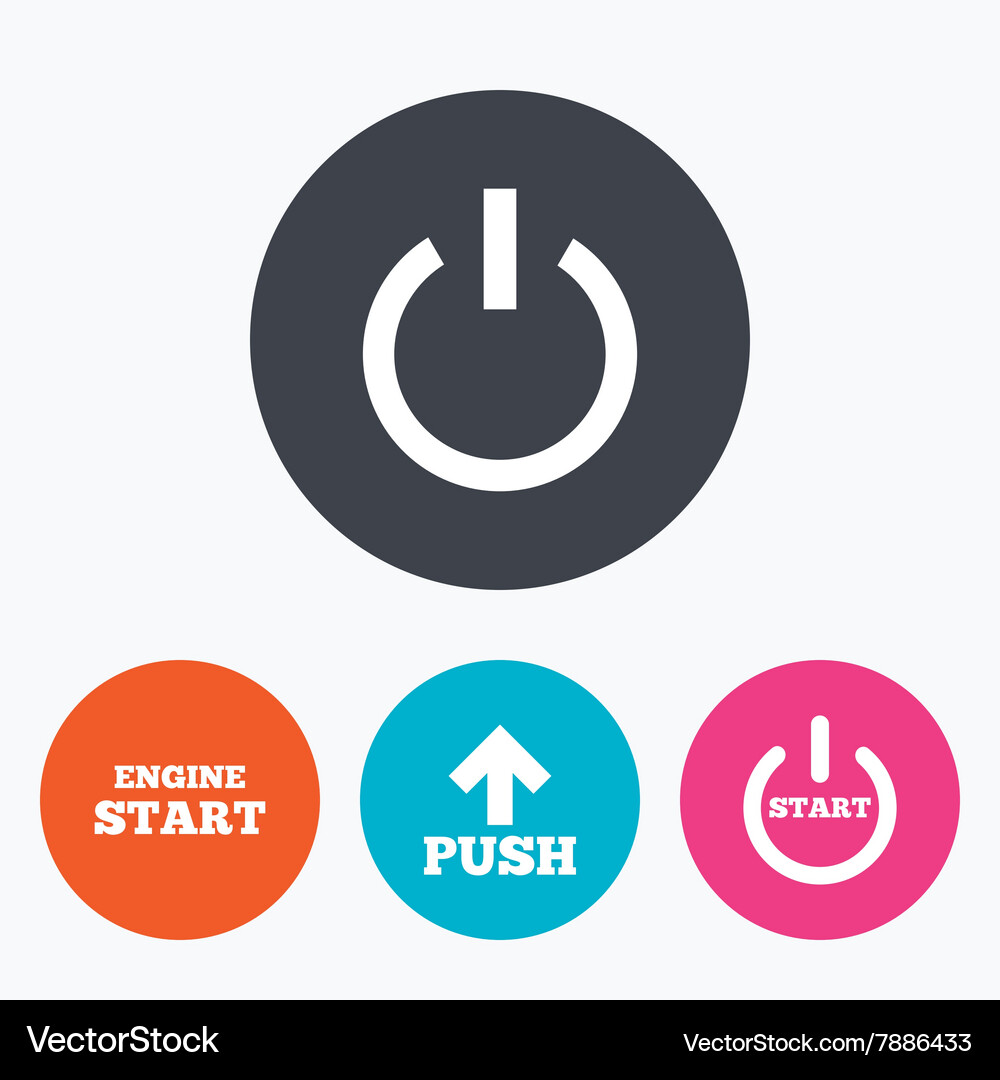 Power icons start engine symbol push arrow Vector Image