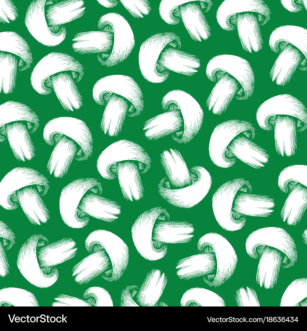 Background pattern with champignon mushrooms Vector Image