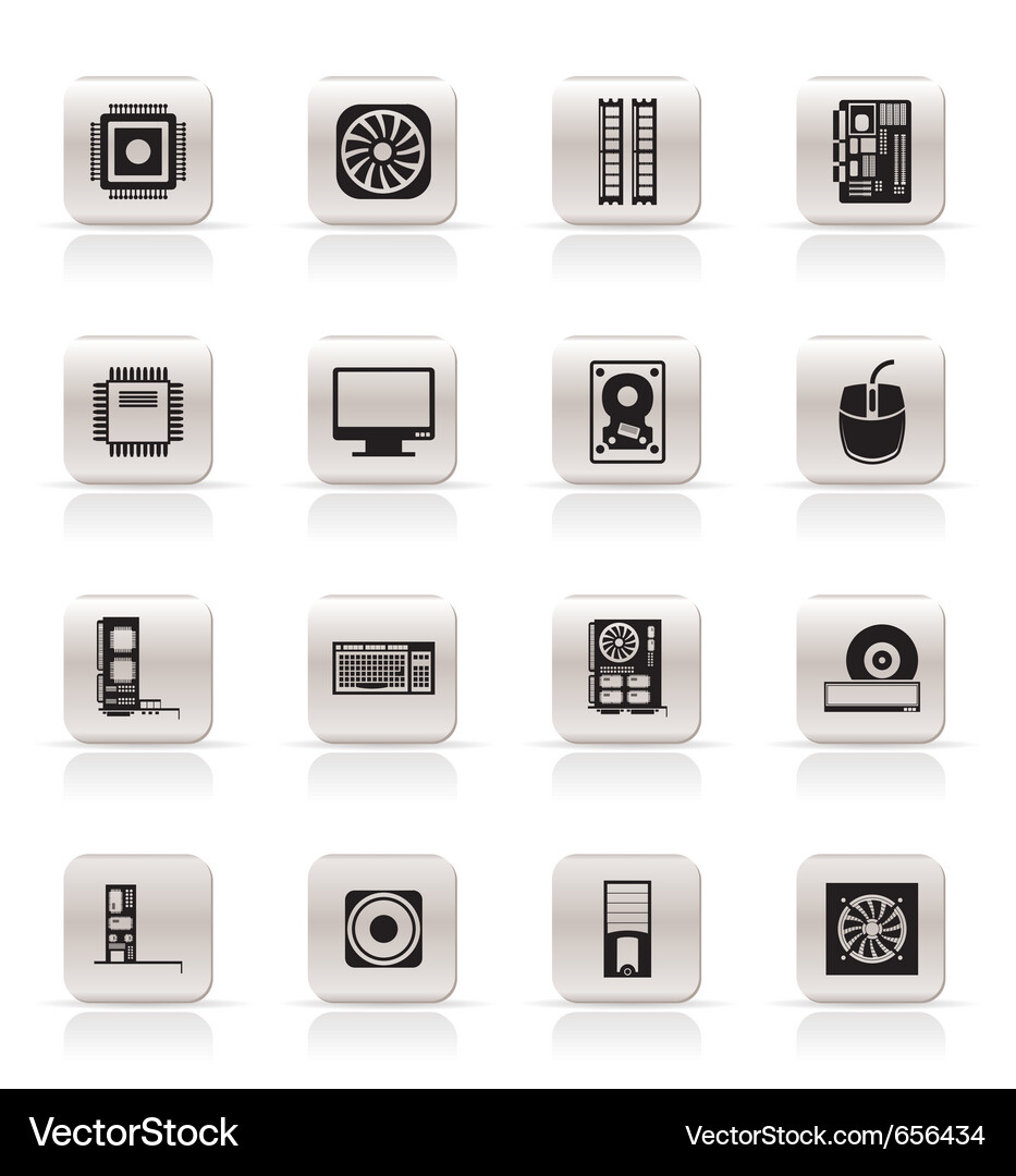 Computer Hardware Icons Set Vector Image