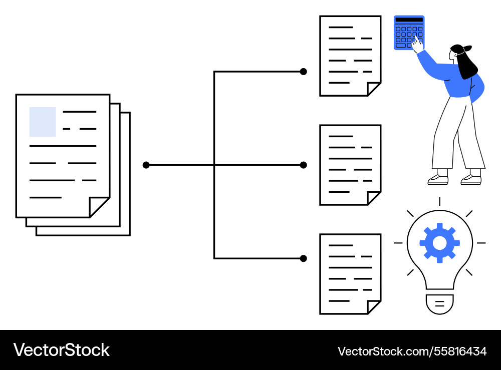 Document organization workflow with lightbulb idea Vector Image