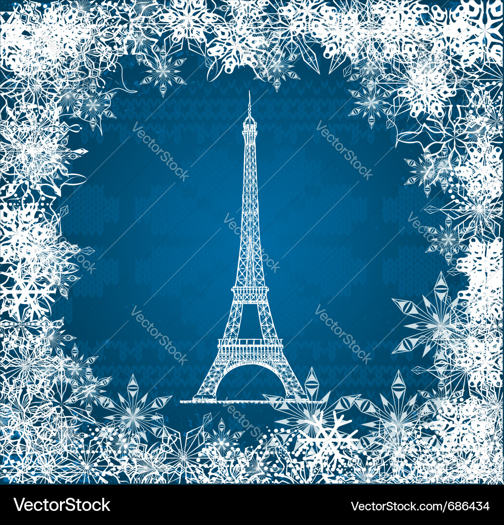 Eiffel Tower Snowflakes Vector Image