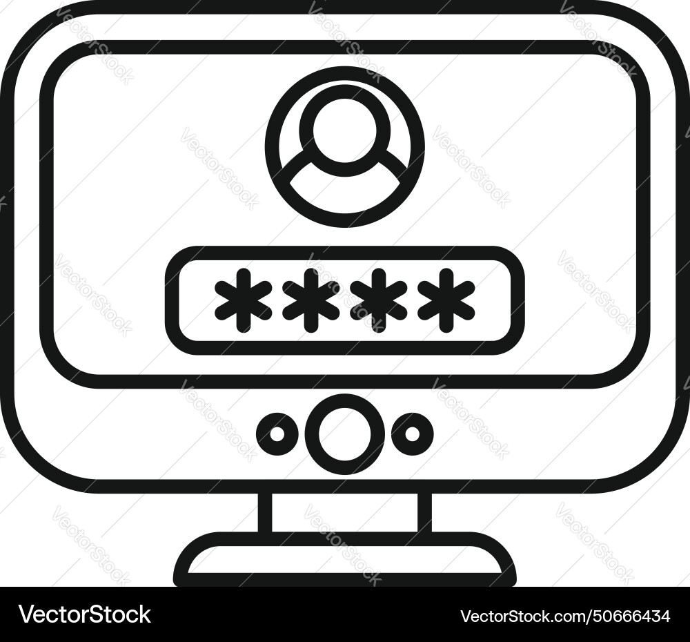 Login home computer icon outline number Login home computer icon outline number vector image