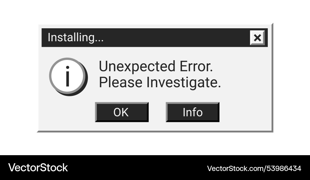 Old error window in black color Vector Image