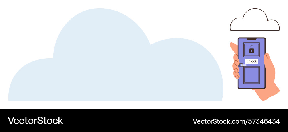 Smartphone unlocking cloud storage with secure Smartphone unlocking cloud storage with secure vector image