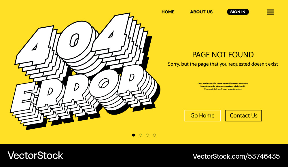 404 error page not found web site template 404 error page not found web site template vector image