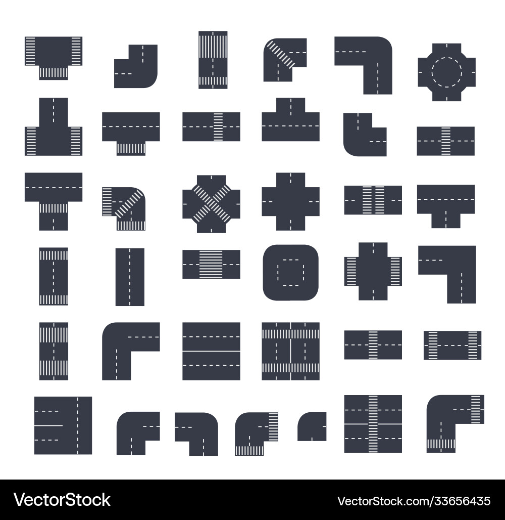 A set city intersections top view from above A set city intersections top view from above vector image