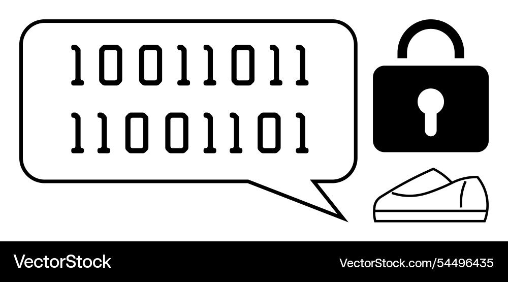 Binary code communication with security lock Binary code communication with security lock vector image