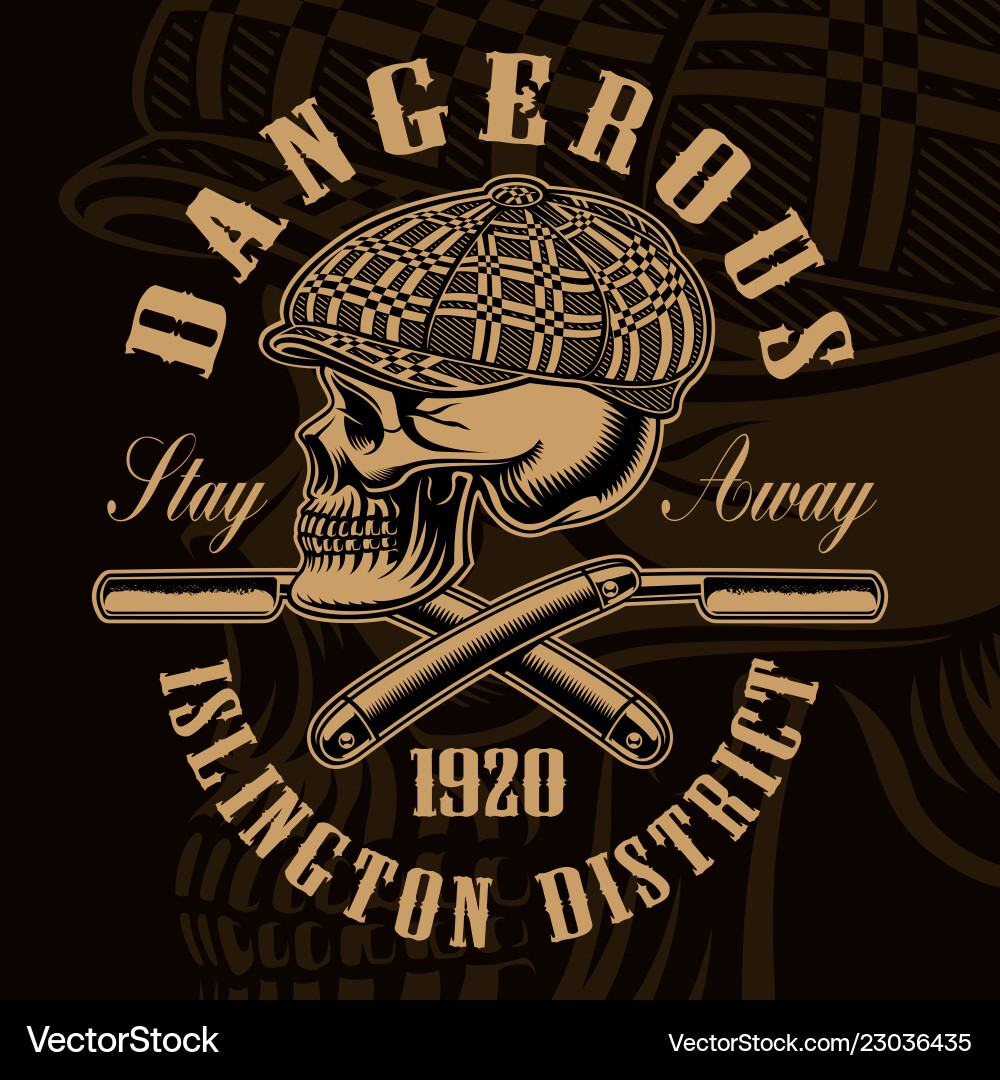 Bully Skull with Straight Razors vector image