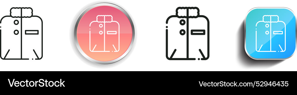 Coat icon thin linear regular and button style vector image