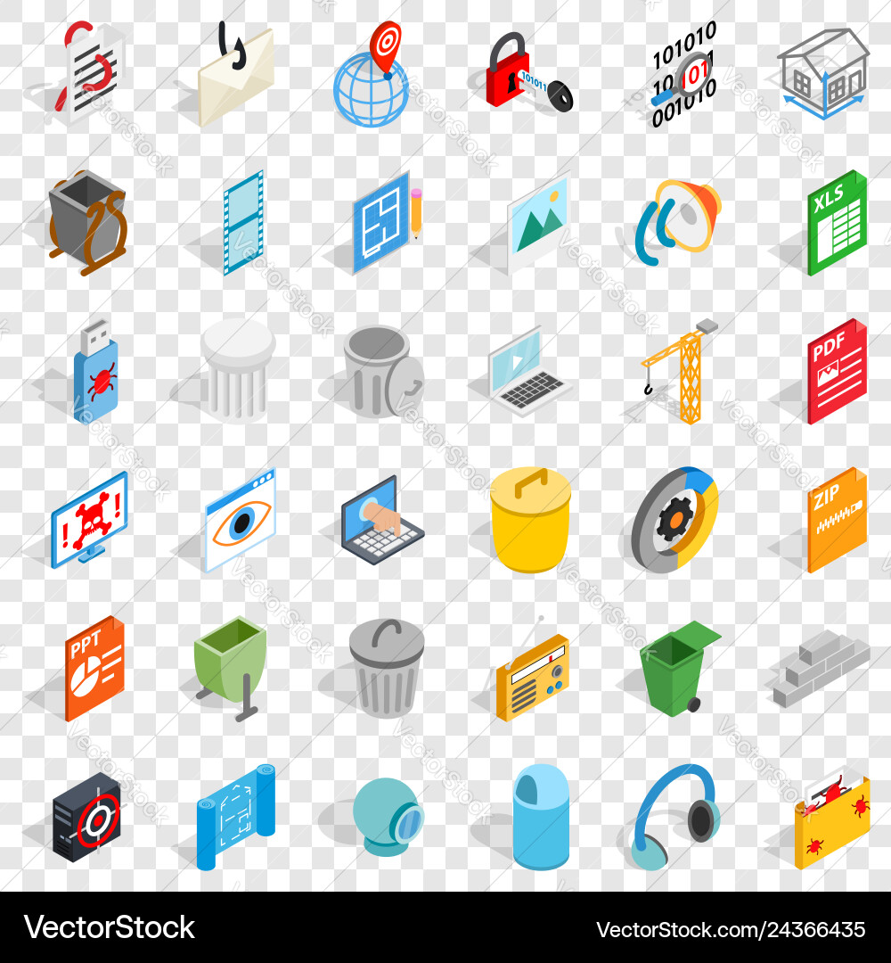 Computer file icons set isometric style Computer file icons set isometric style vector image