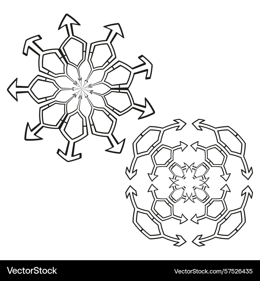 Geometric snowflake icon radial branch pattern vector image