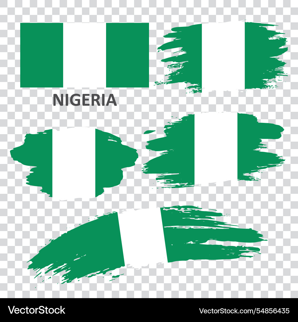 Nigeria hand drawn grunge style flag icon set Nigeria hand drawn grunge style flag icon set vector image