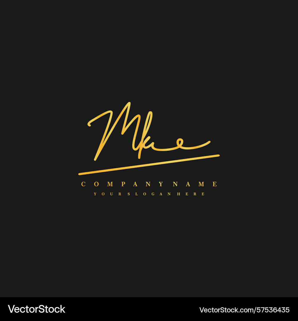Signature style mk initial logos initials logo Vector Image