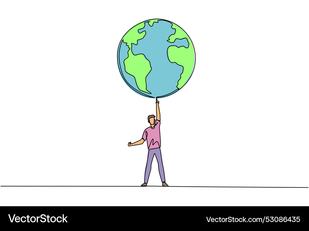 Single continuous line drawing man standing Vector Image