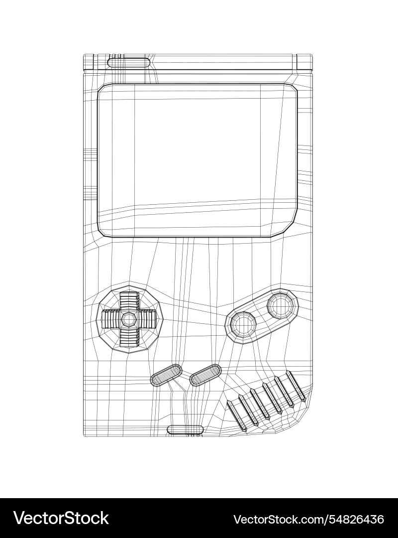 A portable wireframe game console in on white A portable wireframe game console in on white vector image