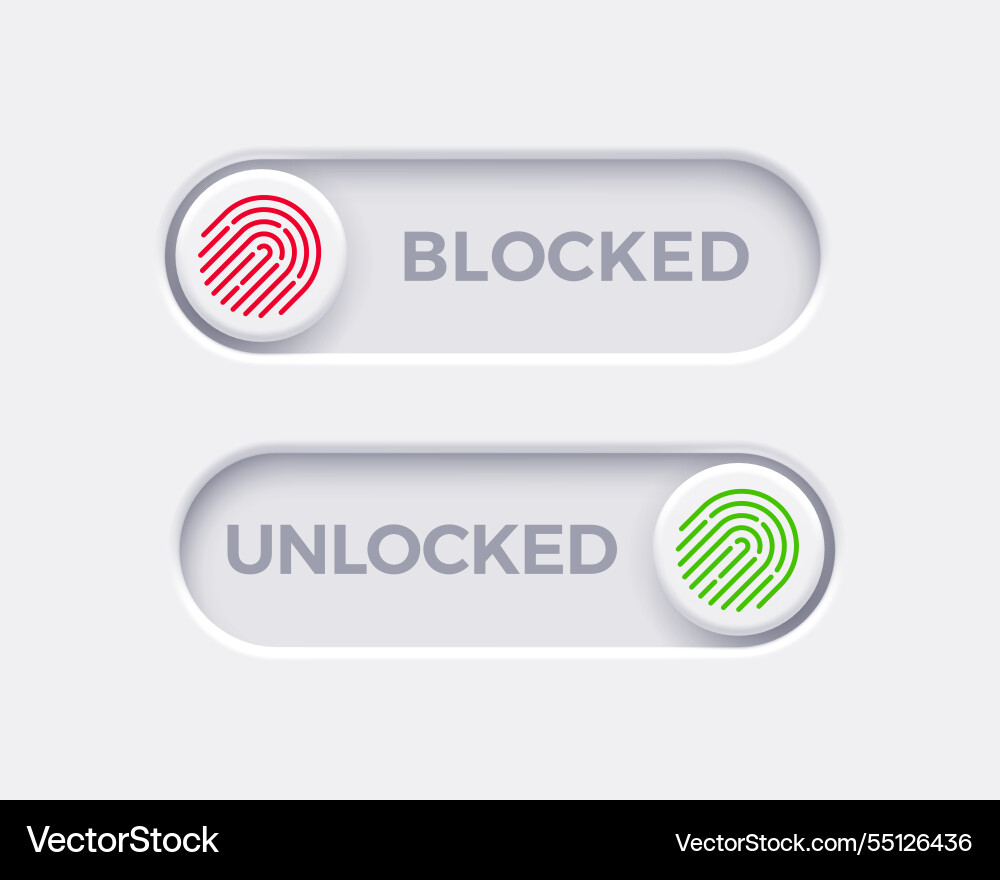 Blocked and unlocked toggle switch buttons Blocked and unlocked toggle switch buttons vector image