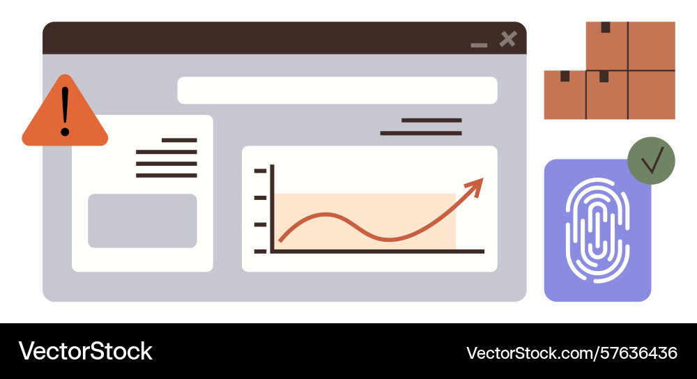 Data dashboard with alert biometrics vector image