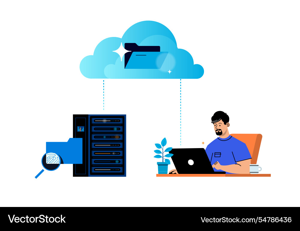 Data exchange between user and cloud storage Vector Image
