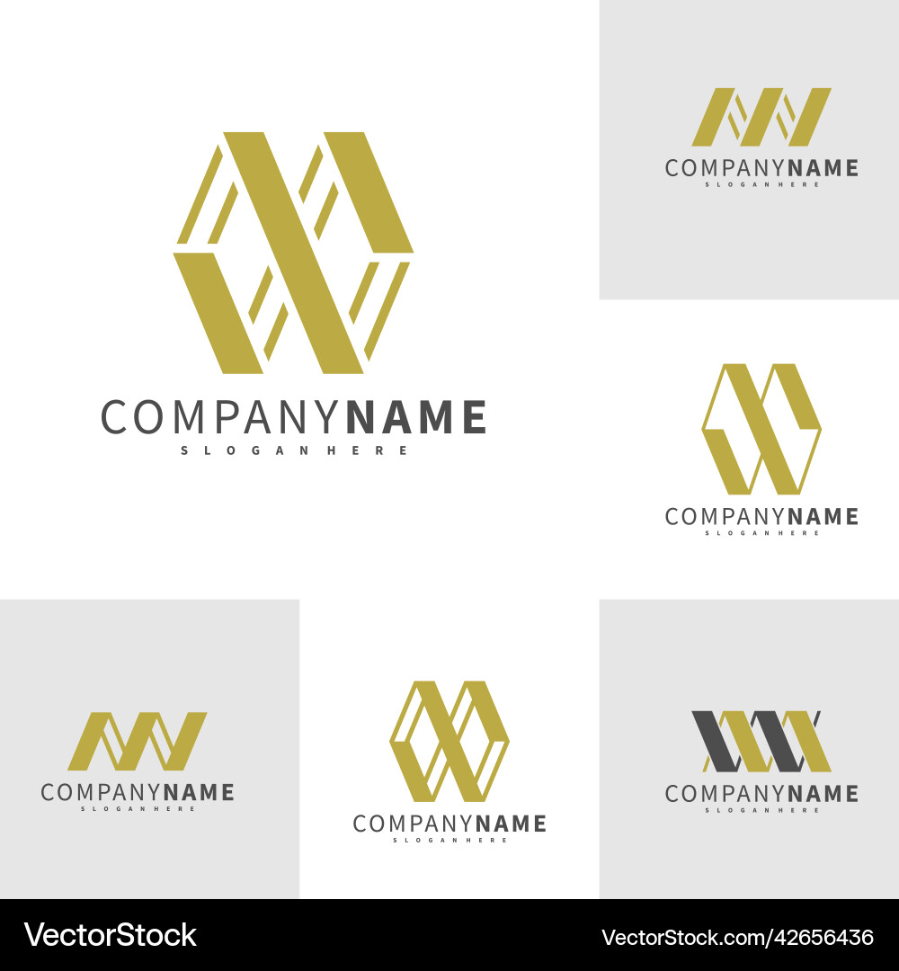 Elegant MW Initial Logo Set Vector Image