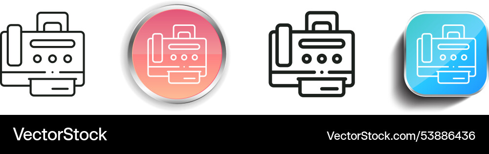 Fax machine icon thin linear regular and button vector image