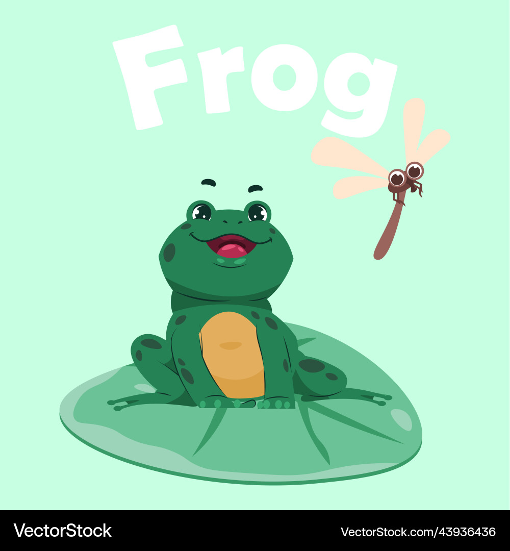 Frog pose cartoon green toad sitting on water Frog pose cartoon green toad sitting on water vector image