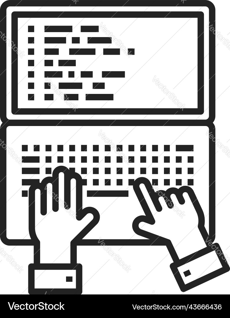 Hands Typing on Open Notebook vector image