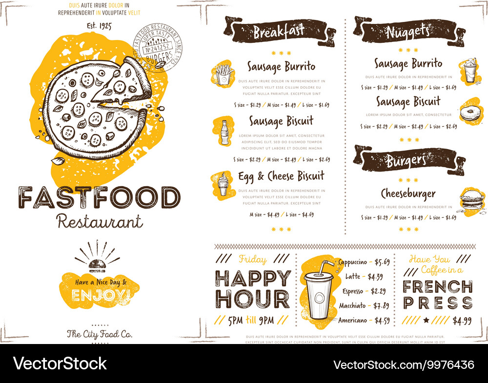 Restaurant Menu Vorlage - Essen &amp Cafe Vektorbild